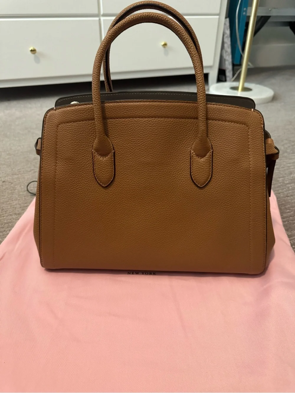 kate spade tan leather satchel with top handles